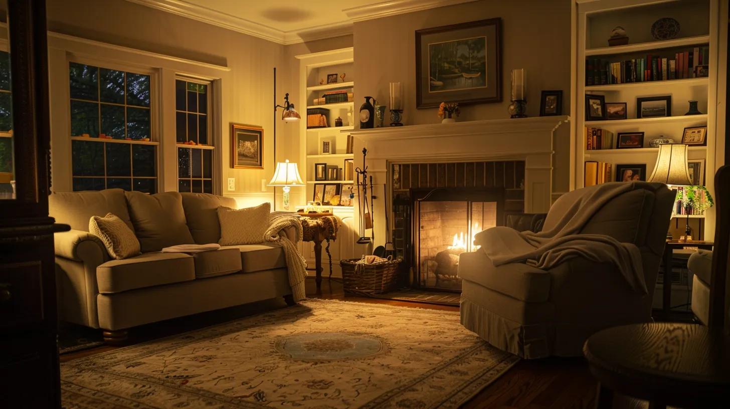 a warm and inviting living room in a kennesaw home, softly illuminated by gentle nighttime lighting, captures a dedicated caregiver providing comforting support to an elderly parent, embodying the themes of safety, peace of mind, and trust in overnight senior care.